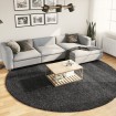 Alfombra de pelo largo moderna gris antracita Ø 280 cm