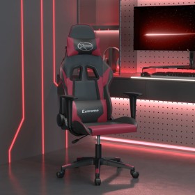 Silla gaming de masaje cuero sintético negro y rojo vino