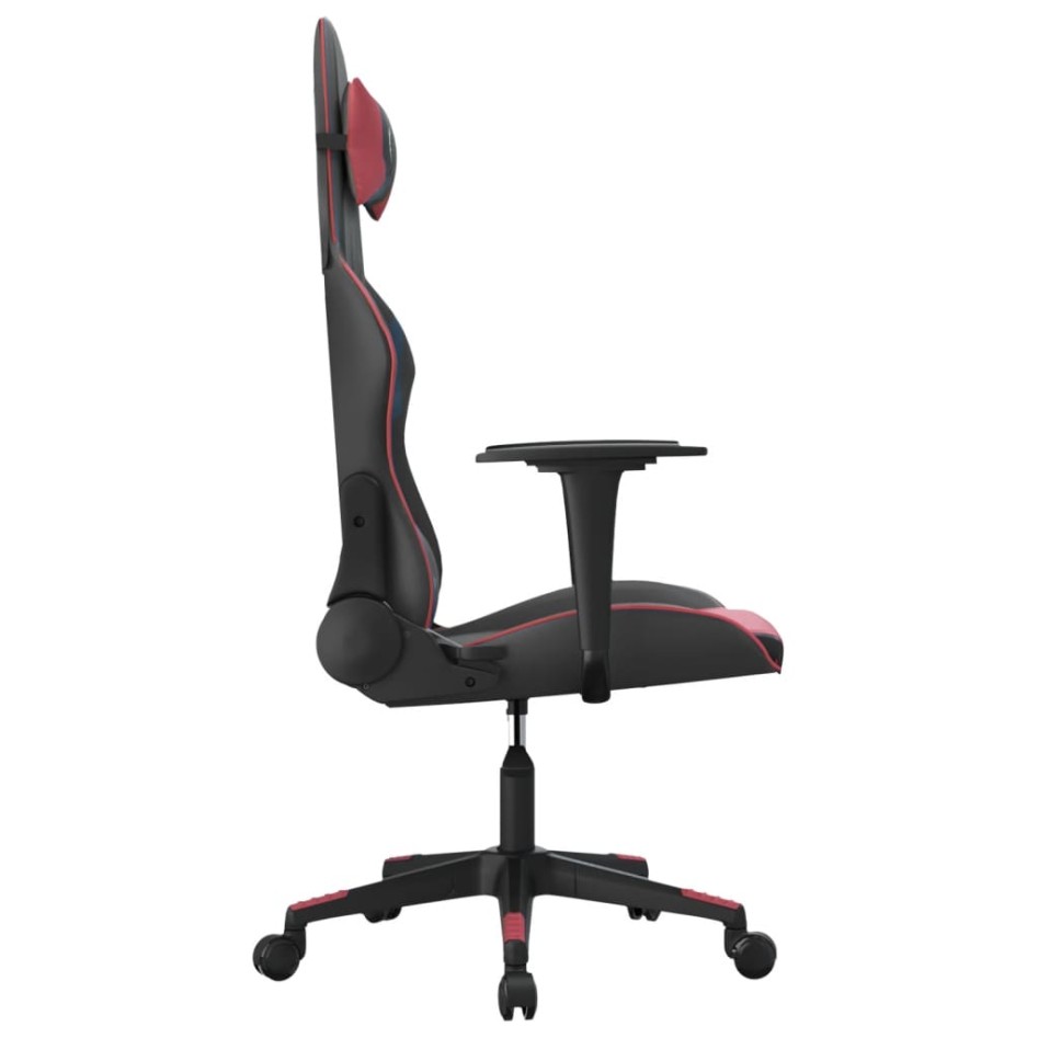 Silla gaming de masaje cuero sintético negro y rojo vino