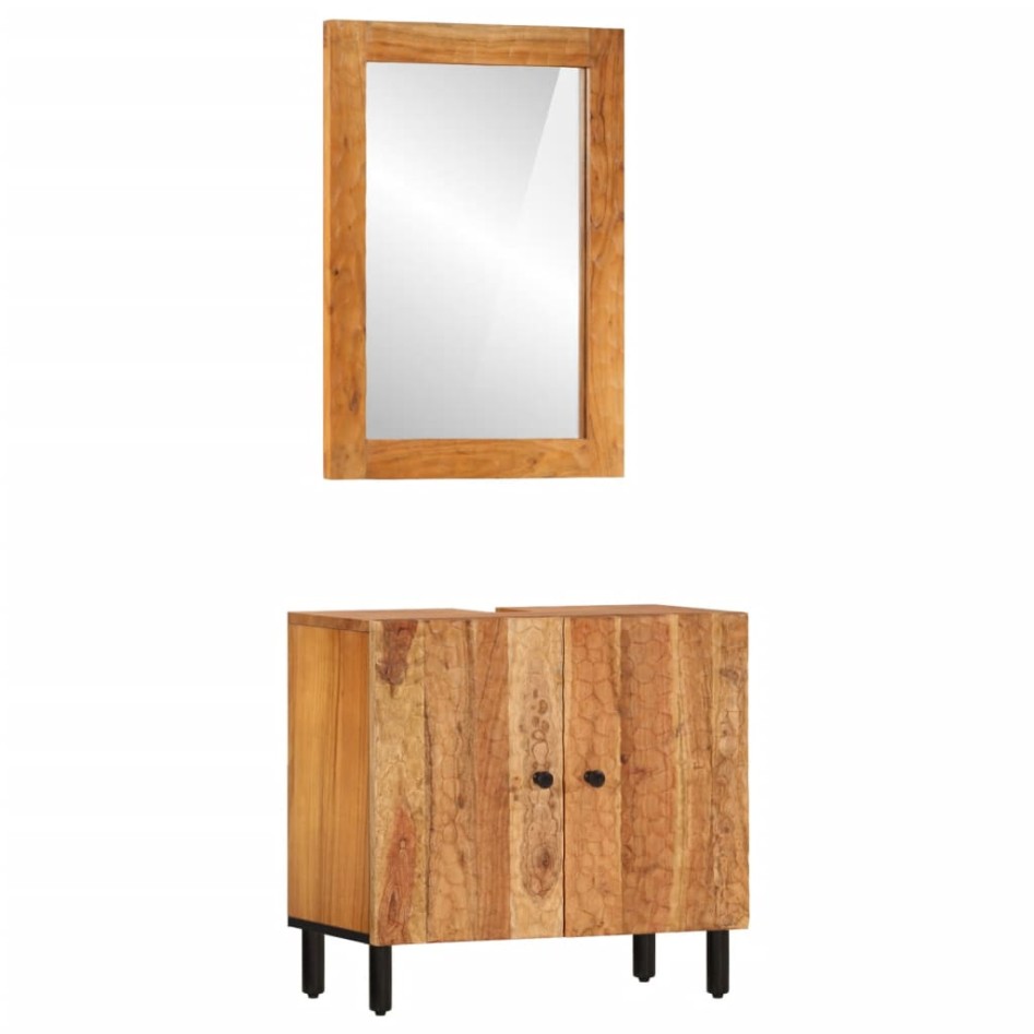 Conjunto de armarios de baño 2 piezas madera maciza de