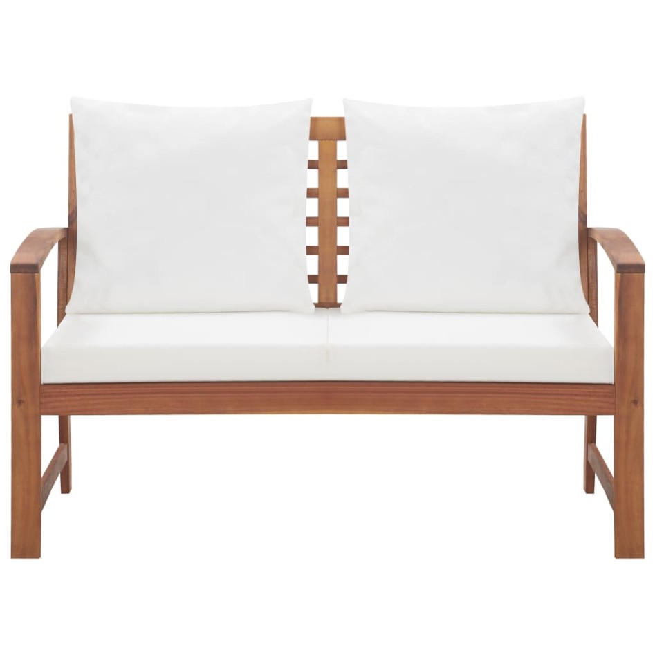 Set de muebles de jardín 4 pzs y cojines madera maciza