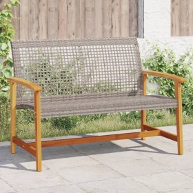 Banco de jardín madera de acacia y ratán PE gris 112