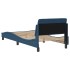 Estructura de cama con cabecero de tela azul 80x200