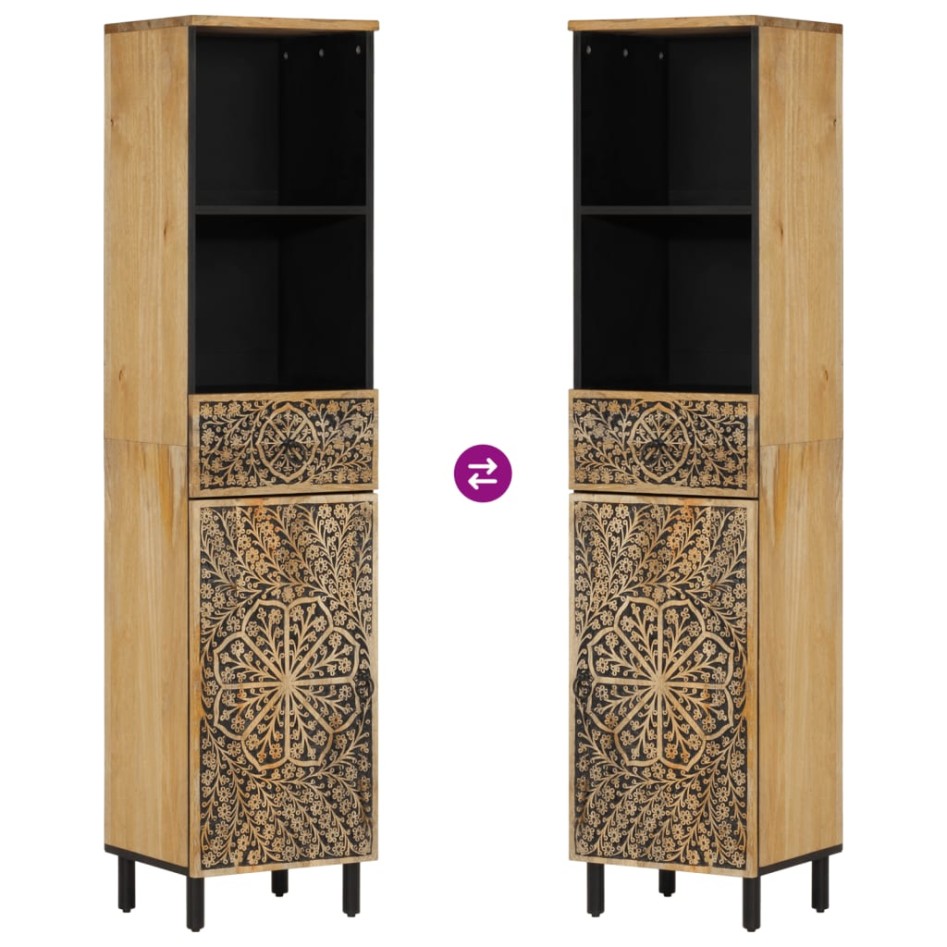 Mueble de baño madera maciza de mango 38x33x160