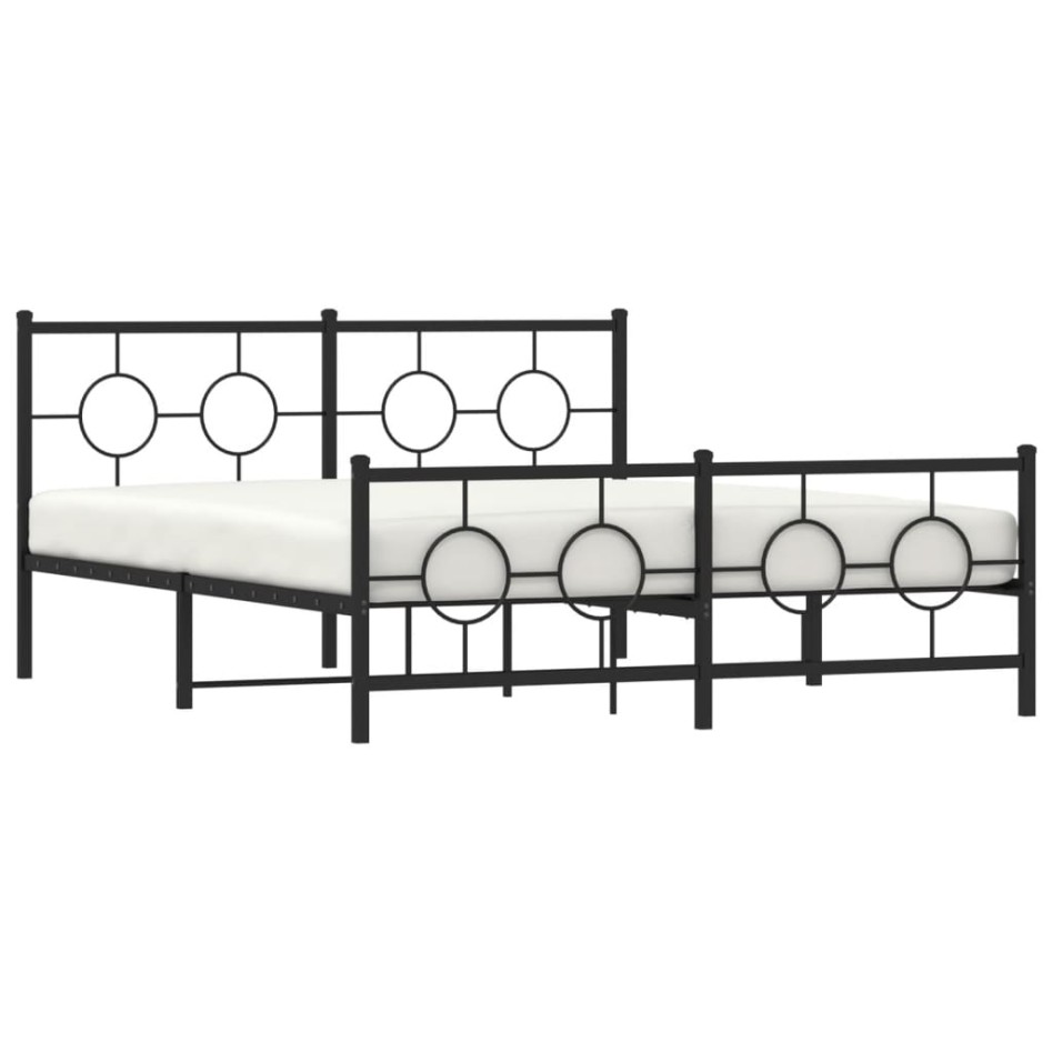 Estructura de cama cabecero y estribo metal negro 150x200