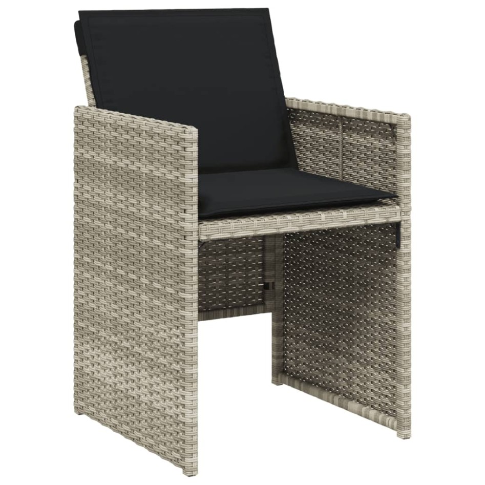 Set comedor de jardín 5 pzas cojines ratán sintético gris