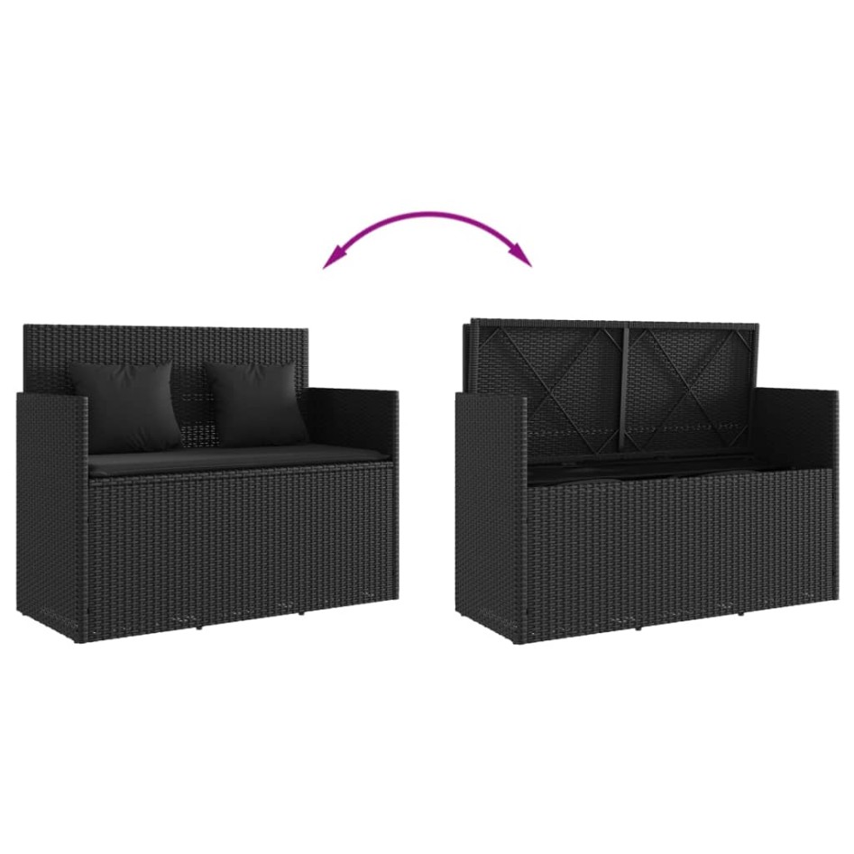 Banco de jardín con cojines ratán sintético