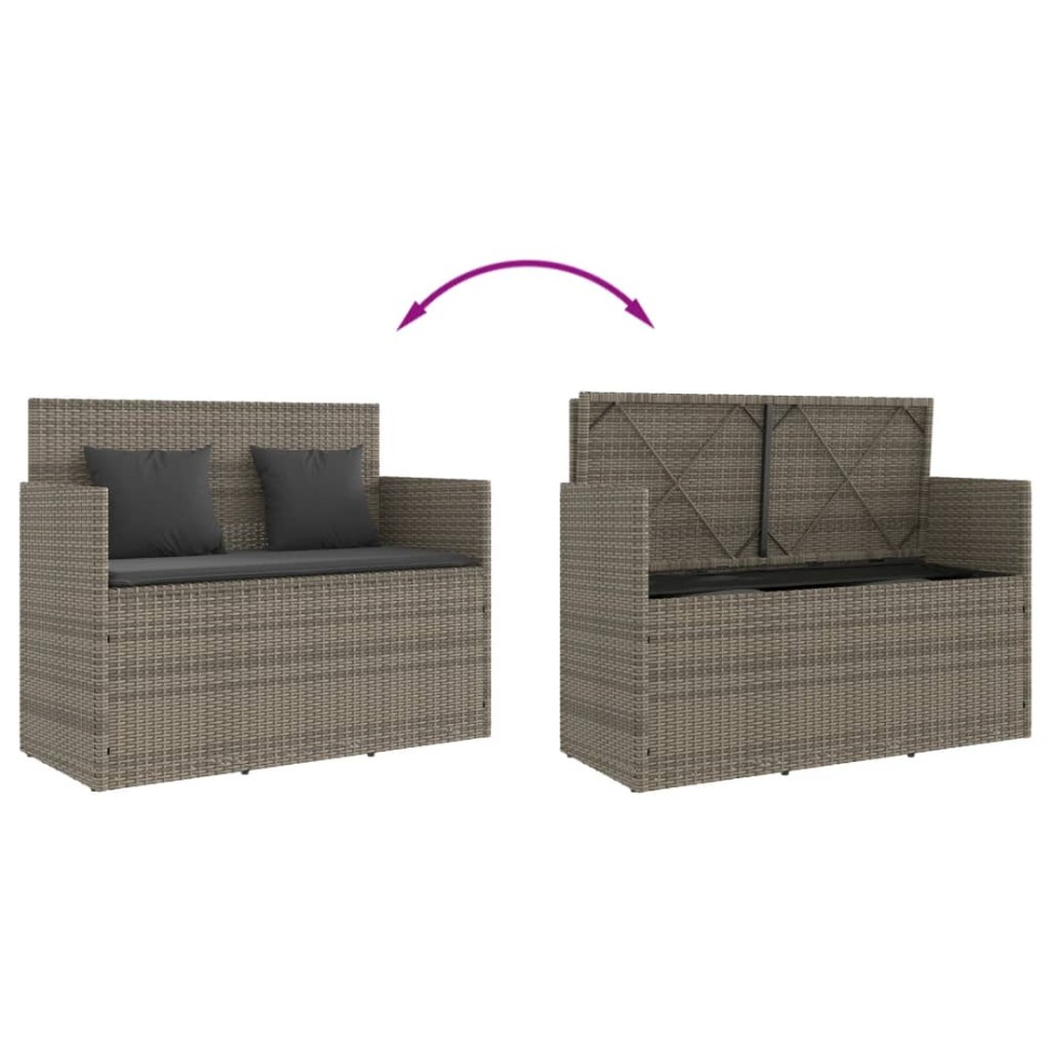 Banco de jardín con cojines ratán sintético