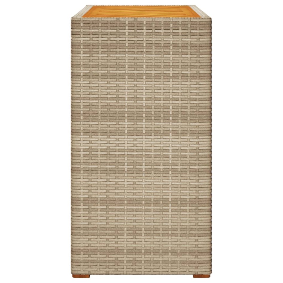 Mesa auxiliar jardín tapa madera ratán PE beige 100x40x75