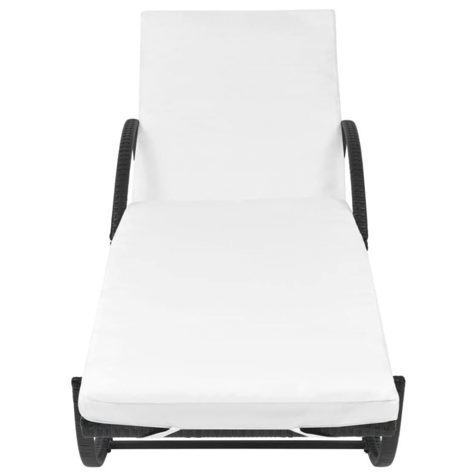 Tumbona de jardín con cojín de ratán sintético