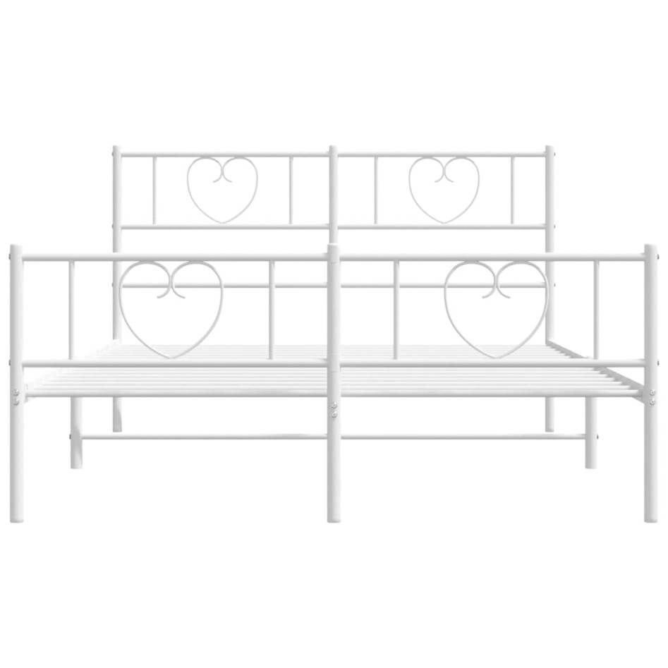 Estructura cama metal con cabecero y estribo blanco 135x190