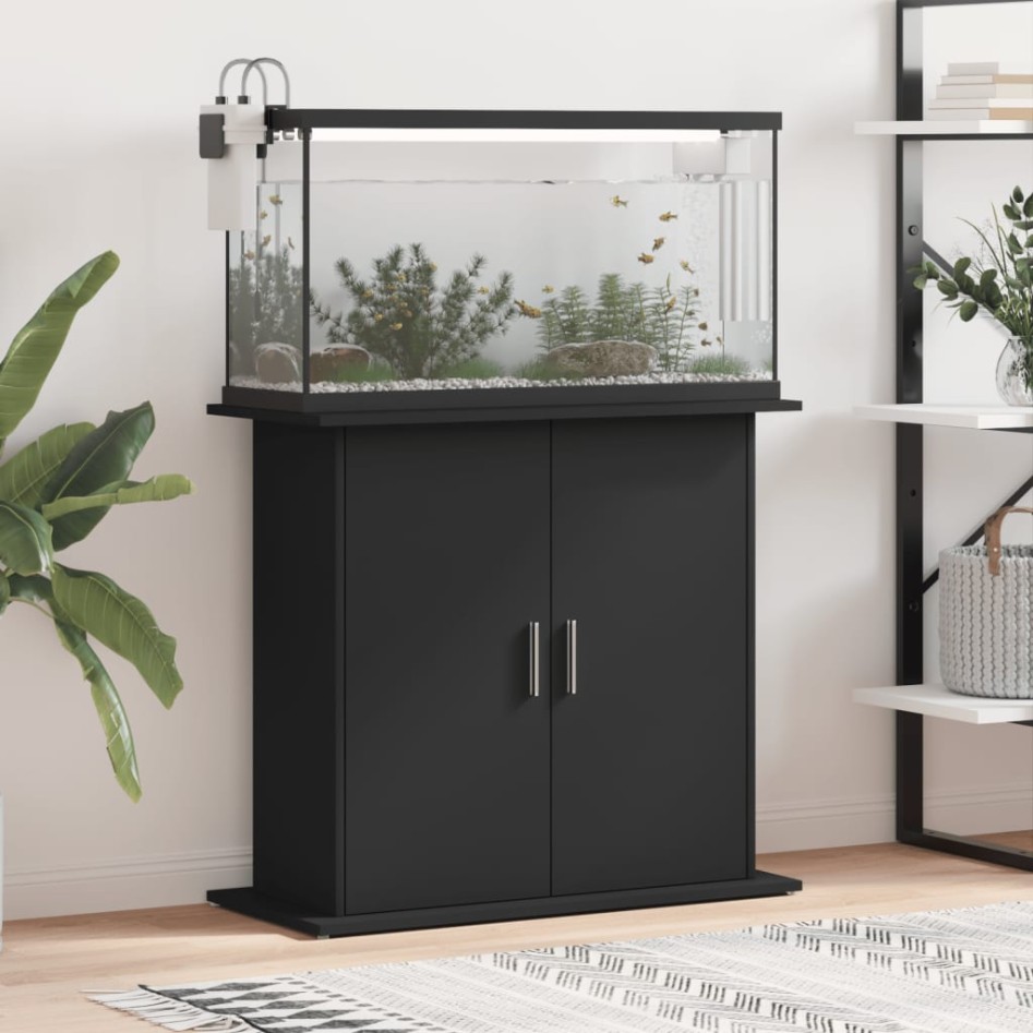 Soporte para acuario madera de ingeniería negro 81x36x73