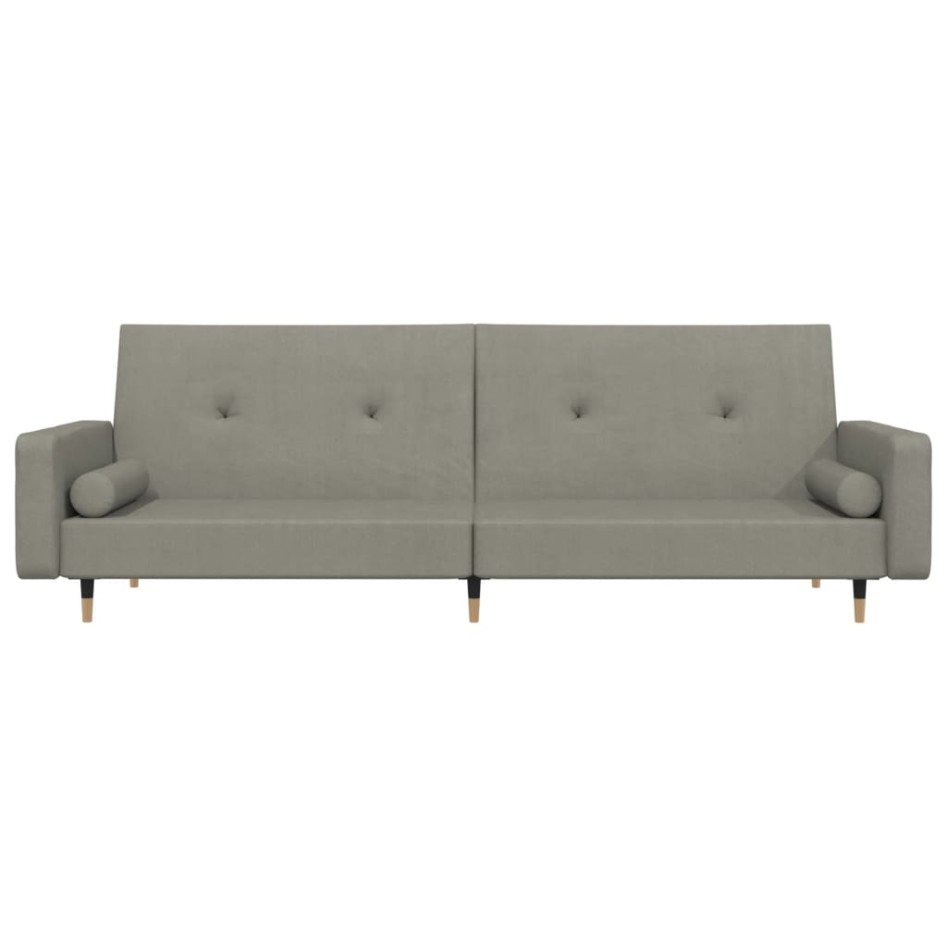 Sofá cama de 2 plazas con dos almohadas terciopelo gris