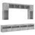 Muebles de TV de pared con luces LED 8 piezas gris