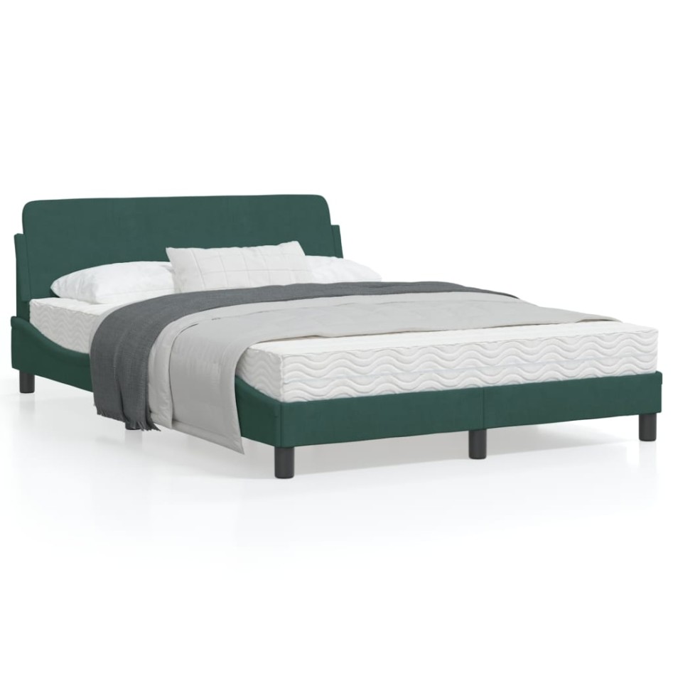 Estructura cama con cabecero terciopelo verde oscuro 120x200