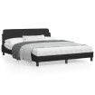 Estructura de cama con cabecero cuero sintético negro 160x200cm
