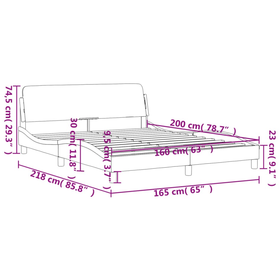 Estructura de cama con cabecero cuero sintético negro