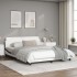 Estructura cama cabecero cuero sintético blanco negro