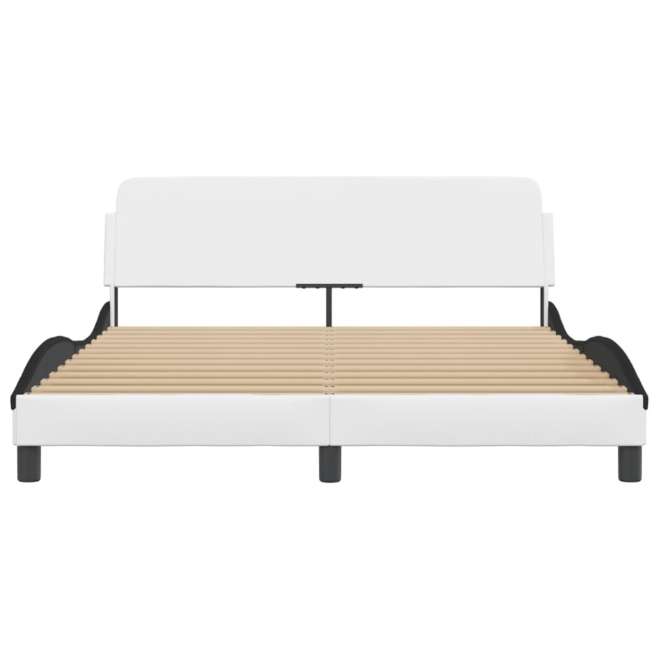 Estructura cama cabecero cuero sintético blanco negro
