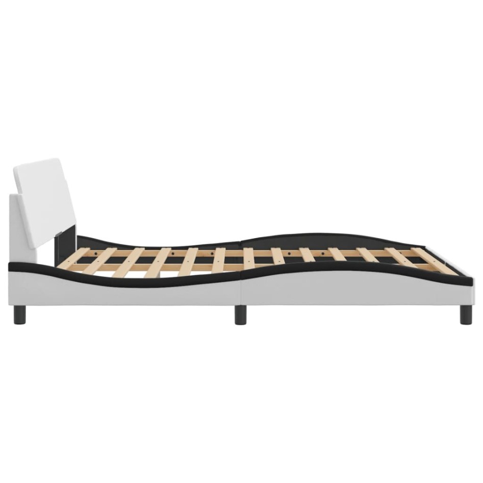 Estructura cama cabecero cuero sintético blanco negro