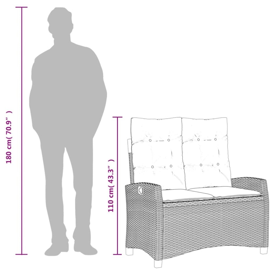 Juego de comedor jardín 2 pzas con cojines ratán sintético