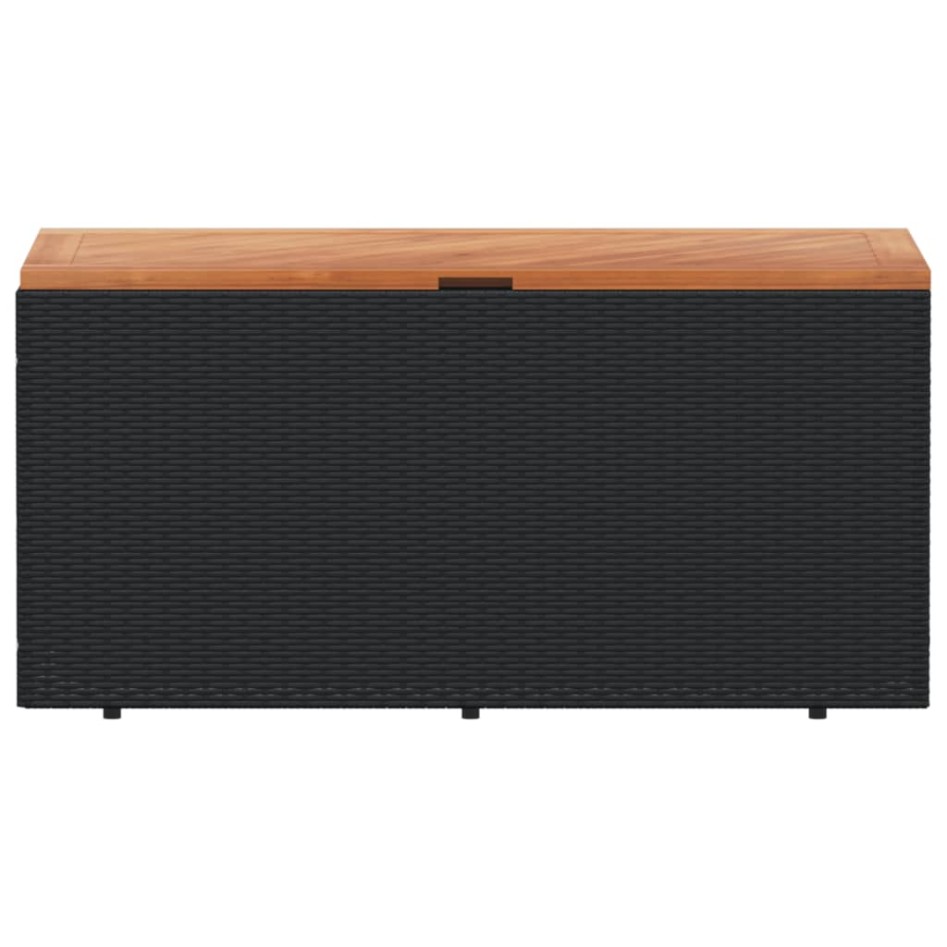 Caja de almacenaje jardín madera acacia ratán negro