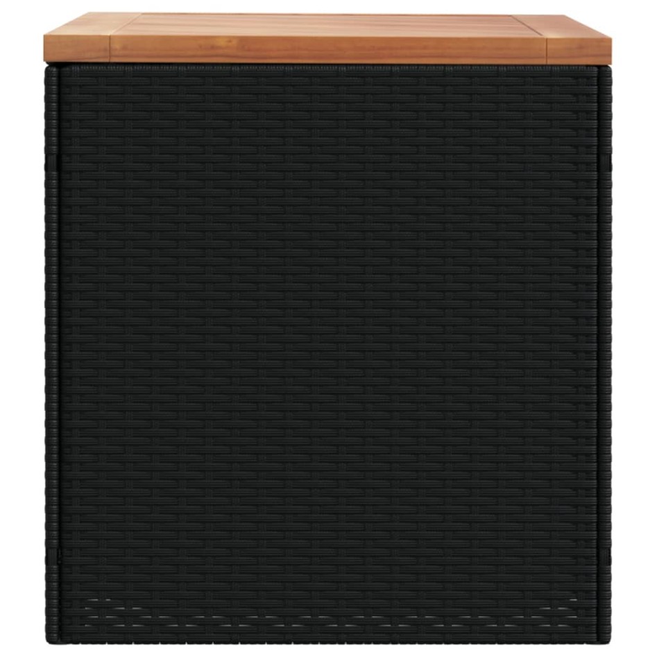 Caja de almacenaje jardín madera acacia ratán negro