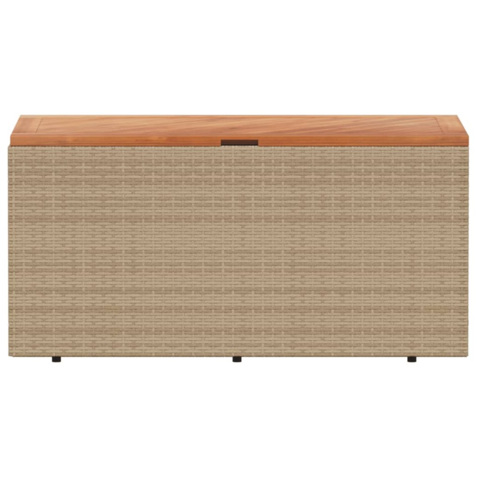 Caja de almacenaje jardín madera acacia ratán beige