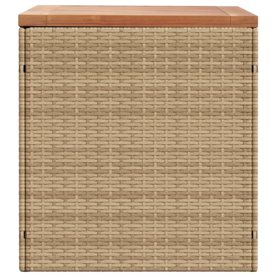 Caja de almacenaje jardín madera acacia ratán beige