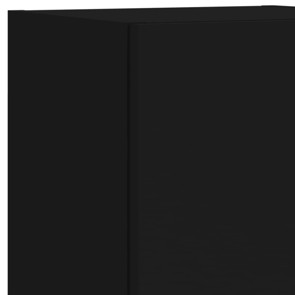 Mueble de pared de TV con luces LED 8 piezas