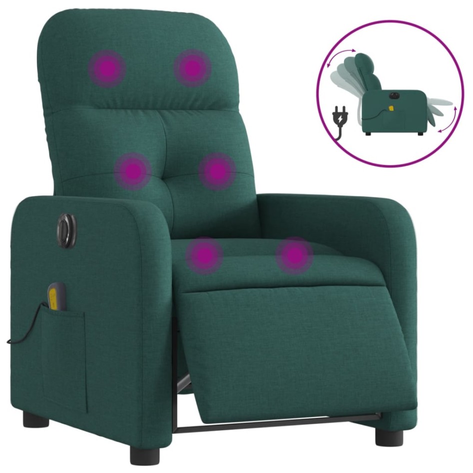 Sillón reclinable de masaje eléctrico tela verde