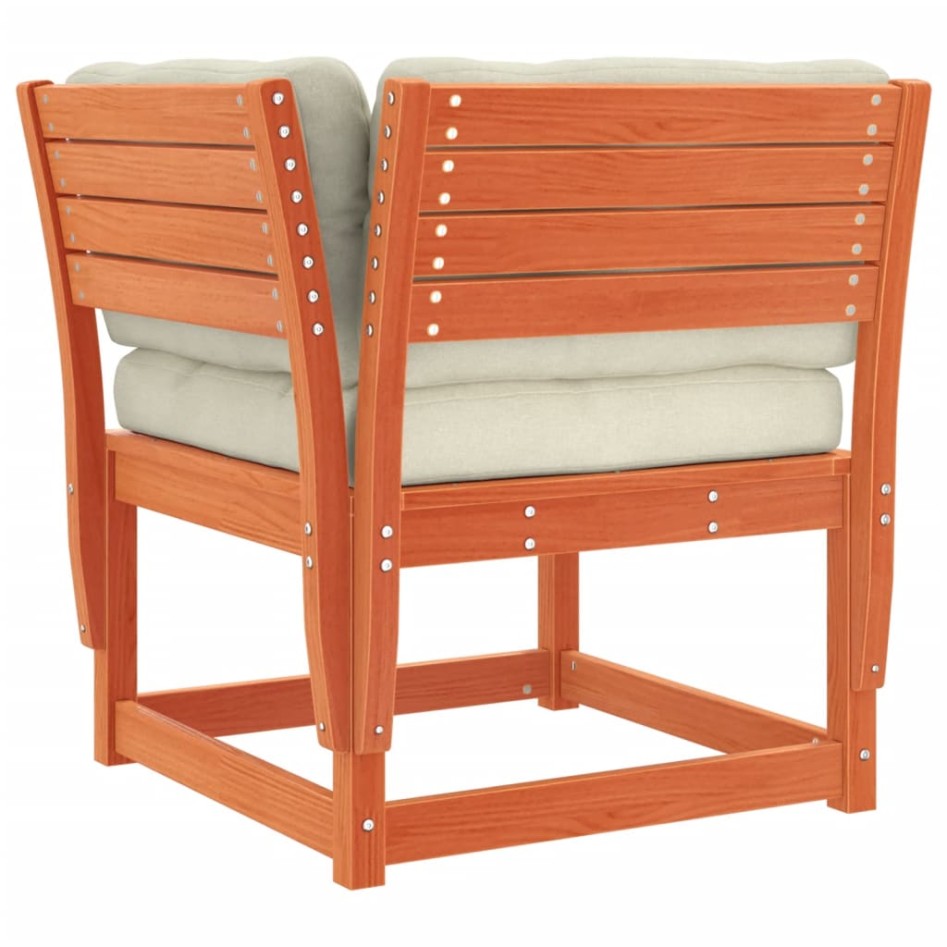 Sofá esquinero jardín y cojines madera pino marrón 73x73x78