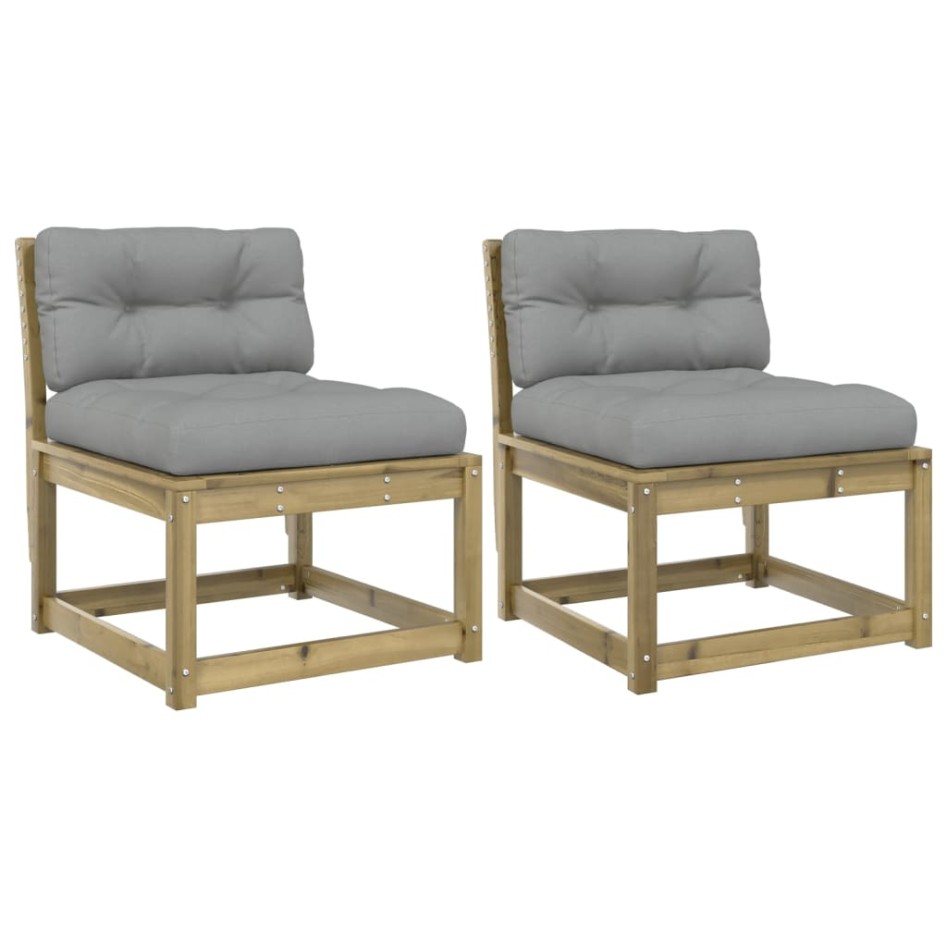 Sofás de jardín con cojines 2 uds madera impregnada de