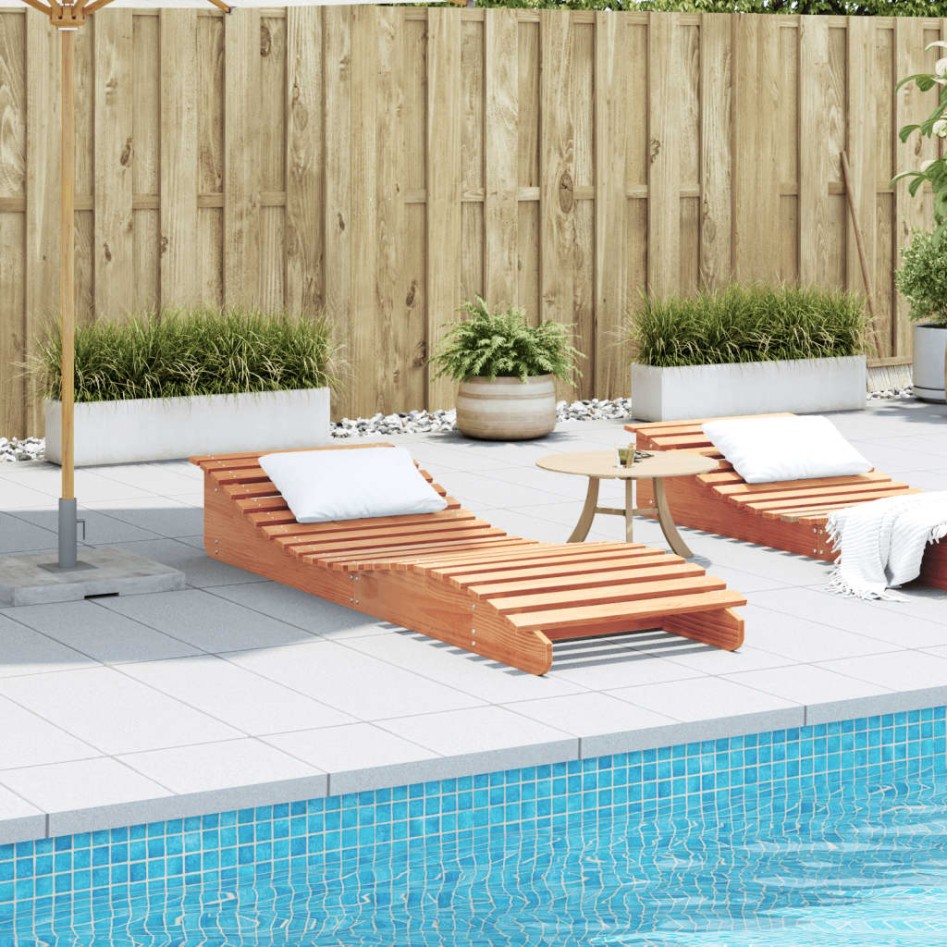 Tumbona de madera maciza de pino marrón cera 205x60x31,5