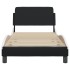 Estructura de cama con cabecero cuero sintético negro y