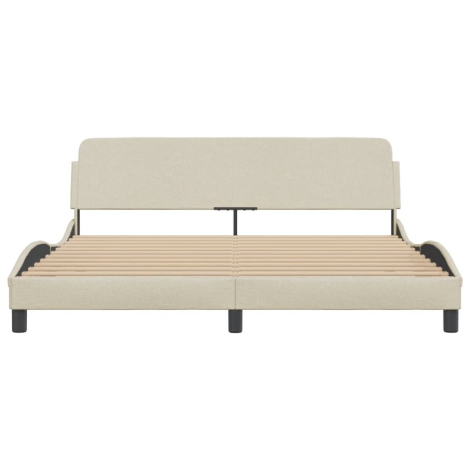 Estructura de cama con cabecero de tela color crema 180x200