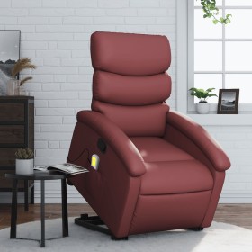 Sillón reclinable de masaje de pie cuero artificial rojo