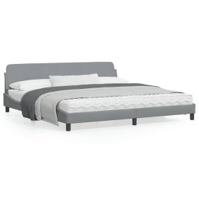 Estructura de cama con cabecero de tela gris claro 200x200