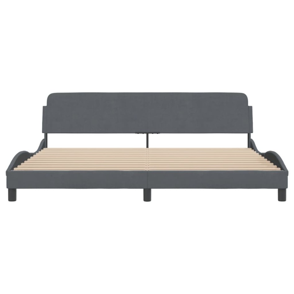 Estructura cama con cabecero terciopelo gris oscuro 200x200