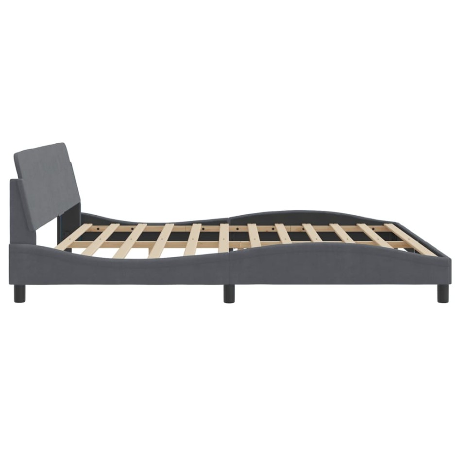 Estructura cama con cabecero terciopelo gris oscuro 200x200
