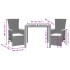 Set comedor de jardín 3 pzas con cojines ratán sintético