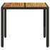 Mesa de jardín superficie madera acacia ratán negro 90x90x75