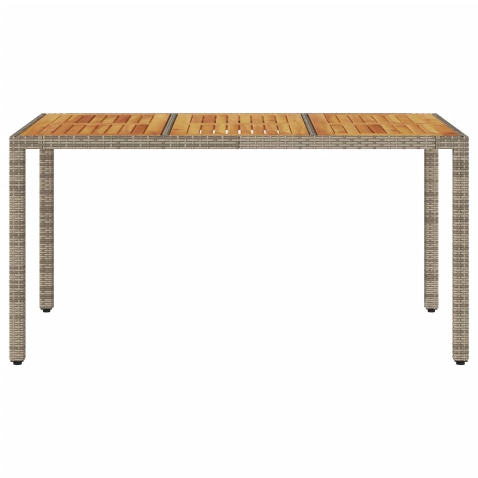 Mesa de jardín superficie madera acacia ratán gris