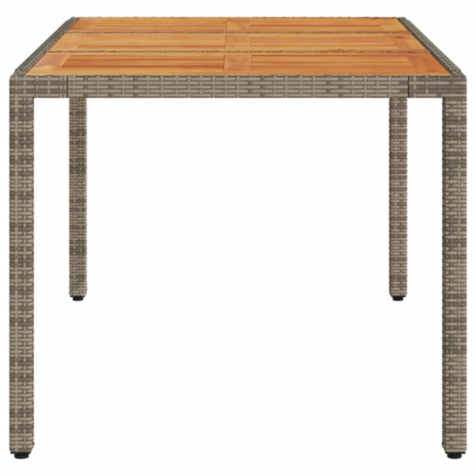 Mesa de jardín superficie madera acacia ratán gris