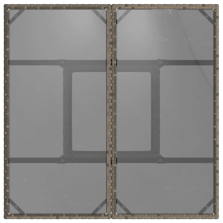 Mesa de jardín superficie de vidrio ratán PE gris 80x80x75