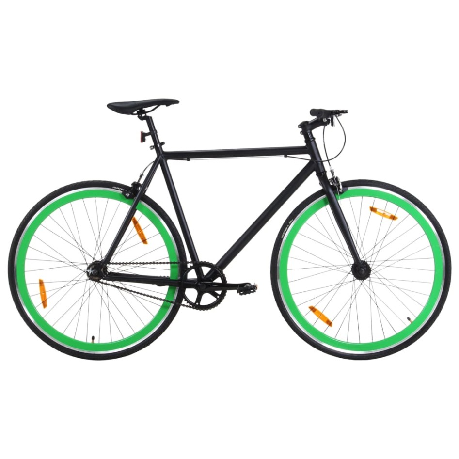 Bicicleta de piñón fijo negro y verde 700c 59