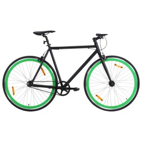 Bicicleta de piñón fijo negro y verde 700c 51