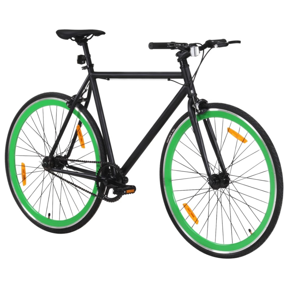 Bicicleta de piñón fijo negro y verde 700c 51