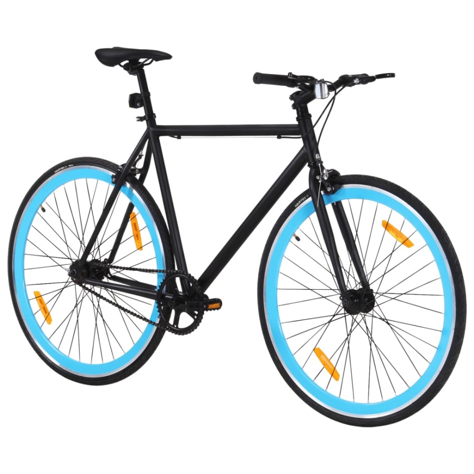 Bicicleta de piñón fijo negro y azul 700c 59