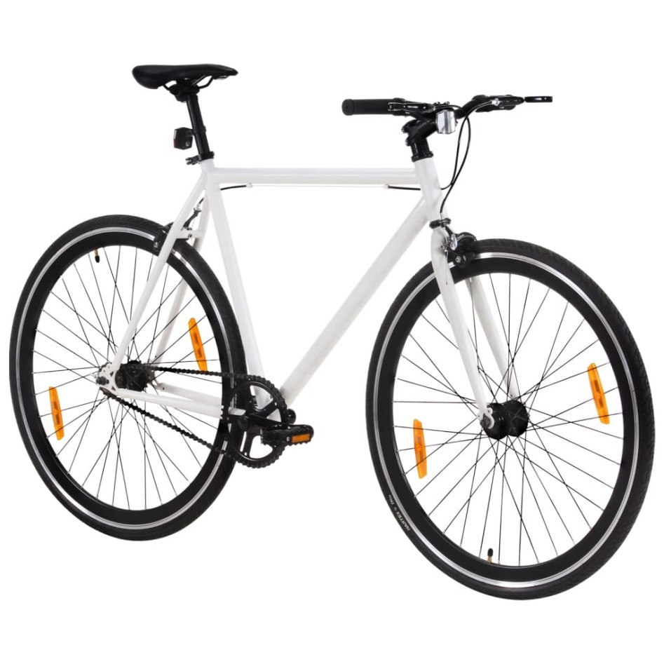 Bicicleta de piñón fijo blanco y negro 700c 55